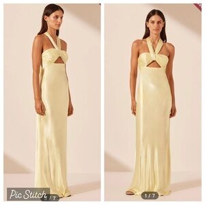 Shona Joy | Dresses | Shona Joy Ruched Halter Maxi Dress In Lemon Size 4 |  Poshmark